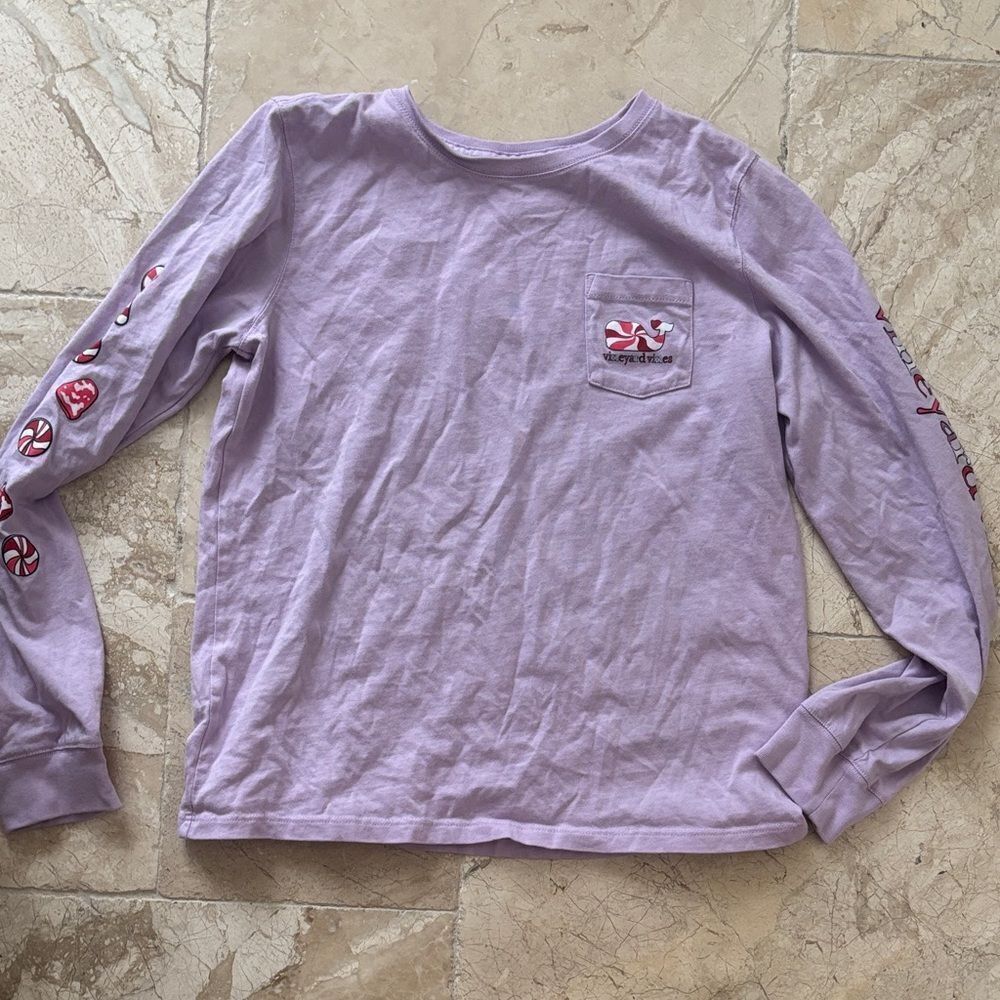 Vineyard vines kids size M holiday Long Sleeve Shirt with Pocket